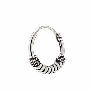 Oxzen sterling silver Bali hoop 12mm