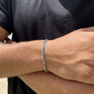 Βραχιόλι ατσάλινο αλυσίδα λεπτή 4mm