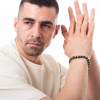 Oxzen βραχιόλι ανδρικό, ατσάλινο με κούμπωμα ασφαλείας