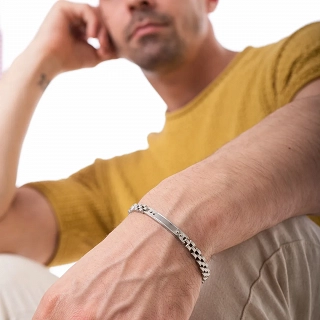 Oxzen ανδρικό βραχιόλι από ανοξείδωτο ατσάλι, ταυτότητα