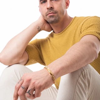 Oxzen ανδρικό βραχιόλι ατσάλινο, ταυτότητα με λευκά ζιργκόν