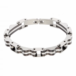 Oxzen ανδρικό βραχιόλι ατσάλινο ασημί με μαύρο