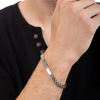 Oxzen ανδρικό βραχιόλι από ανοξείδωτο ατσάλι ταυτότητα ματ