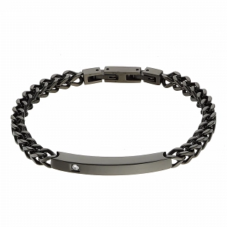 Oxzen ανδρικό βραχιόλι ατσάλινο ταυτότητα τετραγωνισμένη με ένα λευκό ζιργκόν