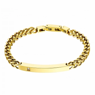 Oxzen ανδρικό βραχιόλι ατσάλινο ταυτότητα τετραγωνισμένη με ένα λευκό ζιργκόν