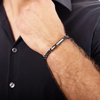 Oxzen ανδρικό βραχιόλι ατσάλινο, ταυτότητα λεπτή ματ και γυαλιστερό