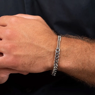 Oxzen ανδρικό βραχιόλι από ανοξείδωτο ατσάλι με διαφορετικές αλυσίδες