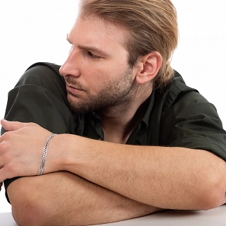 Oxzen ανδρικό βραχιόλι από ανοξείδωτο ατσάλι με διπλή αλυσίδα