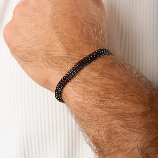 Oxzen ανδρικό βραχιόλι από ανοξείδωτο ατσάλι με διπλή αλυσίδα