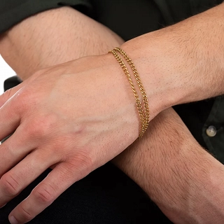 Oxzen ανδρικό βραχιόλι από ανοξείδωτο ατσάλι με διπλή αλυσίδα