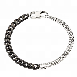 Oxzen ανδρικό βραχιόλι ατσάλινο με διαφορετικές αλυσίδες άσπρη και μαύρη