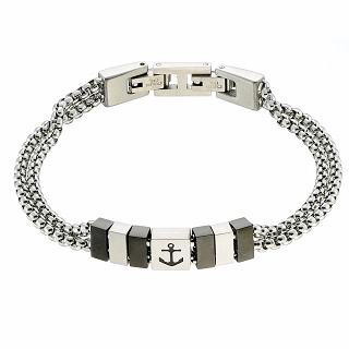 Oxzen ανδρικό βραχιόλι από ανοξείδωτο ατσάλι διπλό με άγκυρα