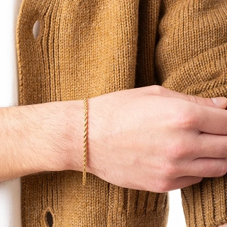 Oxzen ανδρικό βραχιόλι ατσάλινο minimal Twisty chain 3 mm