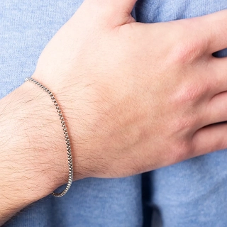 Oxzen ανδρικό βραχιόλι ατσάλινο minimal Box chain 2 mm