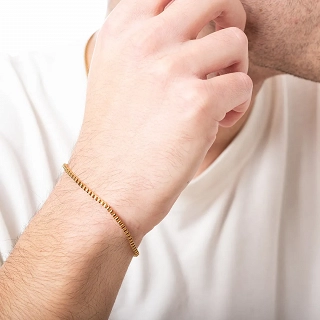 Oxzen ανδρικό βραχιόλι ατσάλινο minimal Box chain 2.5 mm