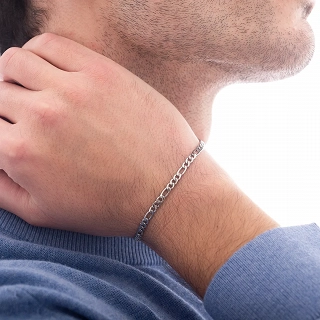 Oxzen ανδρικό βραχιόλι ατσάλινο Figaro chain 4 mm