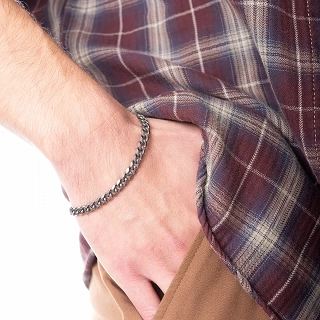 Oxzen ανδρικό βραχιόλι ατσάλινο αλυσίδα Gournet 6 mm γκρι αντικέ