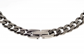 Oxzen ανδρικό βραχιόλι ατσάλινο αλυσίδα Gournet 6 mm γκρι αντικέ