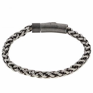 Oxzen ανδρικό βραχιόλι ατσάλινο αλυσίδα στρογγυλή 6 mm γκρι αντικέ