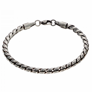 Oxzen ανδρικό βραχιόλι ατσάλινο αλυσίδα στρογγυλή 4 mm γκρι αντικέ