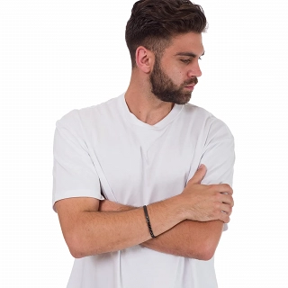 Oxzen ανδρικό βραχιόλι ατσάλινο, ταυτότητα 6mm με ένα λευκό ζιργκόν