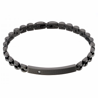 Oxzen ανδρικό βραχιόλι ατσάλινο, ταυτότητα 6mm με ένα λευκό ζιργκόν