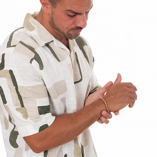 Oxzen ανδρικό βραχιόλι ατσάλινο επιχρυσωμένο