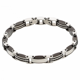 Oxzen ανδρικό βραχιόλι ατσάλινο, με ανθρακόνημα διπλής όψης