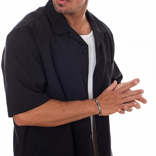 Oxzen ανδρικό βραχιόλι ατσάλινο, με ανθρακόνημα διπλής όψης