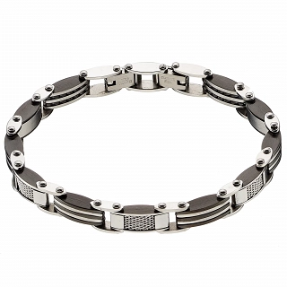 Oxzen ανδρικό βραχιόλι ατσάλινο, με ανθρακόνημα διπλής όψης