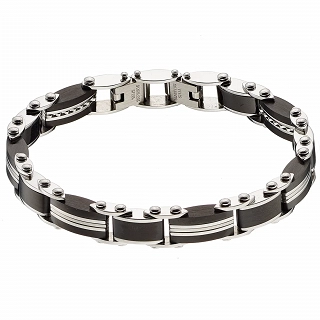 Oxzen ανδρικό βραχιόλι ατσάλινο, με ανθρακόνημα διπλής όψης