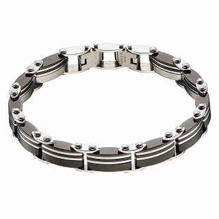 Oxzen ανδρικό βραχιόλι ατσάλινο, διπλής όψης