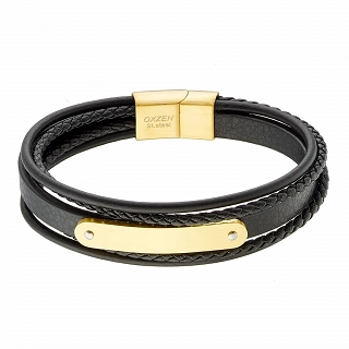 Oxzen δερμάτινο ανδρικό βραχιόλι από ανοξείδωτο ατσάλι με ταυτότητα
