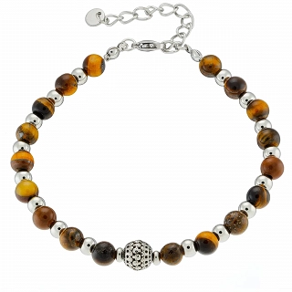 Oxzen ανδρικό βραχιόλι από ανοξείδωτο ατσάλι με πέτρες μάτι της τίγρης