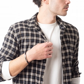 Oxzen λεπτό ανδρικό βραχιόλι 6 mm από ανοξείδωτο ατσάλι με δέρμα