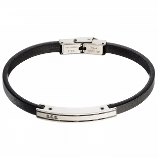 Oxzen λεπτό ανδρικό βραχιόλι 6 mm από ανοξείδωτο ατσάλι με δέρμα