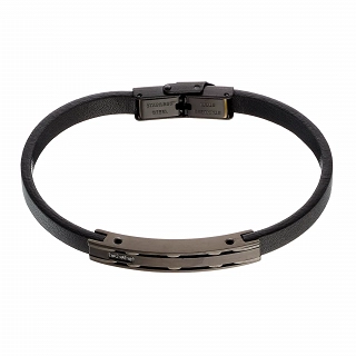 Oxzen λεπτό ανδρικό βραχιόλι 6 mm από ανοξείδωτο ατσάλι με δέρμα