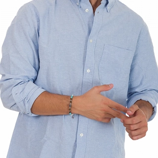 Oxzen ανδρικό βραχιόλι με ορυκτές πέτρες και ατσάλινα στοιχεία