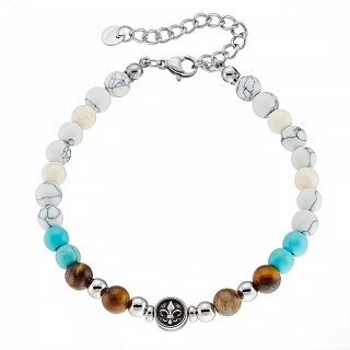 Oxzen ανδρικό βραχιόλι με ορυκτές πέτρες και ατσάλινα στοιχεία