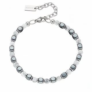 Oxzen Unisex βραχιόλι από ανοξείδωτο ατσάλι με ορυκτές πέτρες