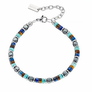 Oxzen Unisex βραχιόλι από ανοξείδωτο ατσάλι με ορυκτές πέτρες