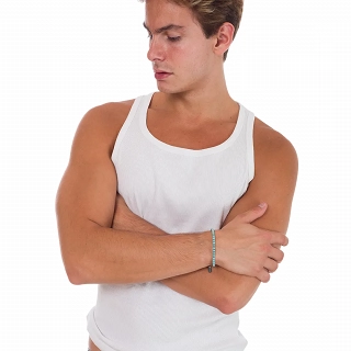 Oxzen Unisex βραχιόλι από ανοξείδωτο ατσάλι με τυρκουάζ ορυκτές πέτρες