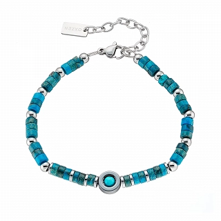 Oxzen Unisex βραχιόλι από ανοξείδωτο ατσάλι με ορυκτές πέτρες