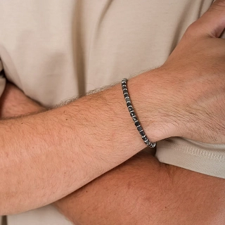 Oxzen Unisex βραχιόλι από ανοξείδωτο ατσάλι με ορυκτές πέτρες