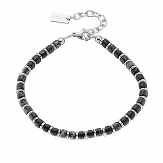 Oxzen Unisex βραχιόλι από ανοξείδωτο ατσάλι με ορυκτές πέτρες