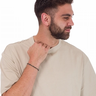 Oxzen Unisex βραχιόλι από ανοξείδωτο ατσάλι με ορυκτές πέτρες