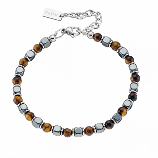 Oxzen Unisex βραχιόλι από ανοξείδωτο ατσάλι με ορυκτές πέτρες