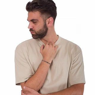 Oxzen Unisex βραχιόλι από ανοξείδωτο ατσάλι με ορυκτές πέτρες