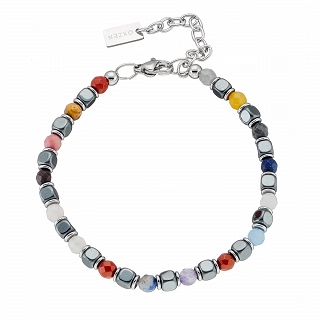 Oxzen Unisex βραχιόλι από ανοξείδωτο ατσάλι με ορυκτές πέτρες