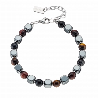 Oxzen Unisex βραχιόλι από ανοξείδωτο ατσάλι με ορυκτές πέτρες